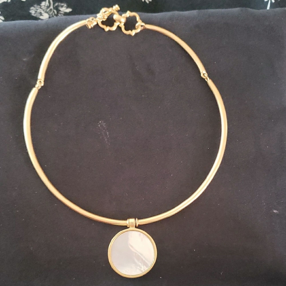 Julie Vos mother of pearl Necklace with Classic Pendant. Reversible. NWOT